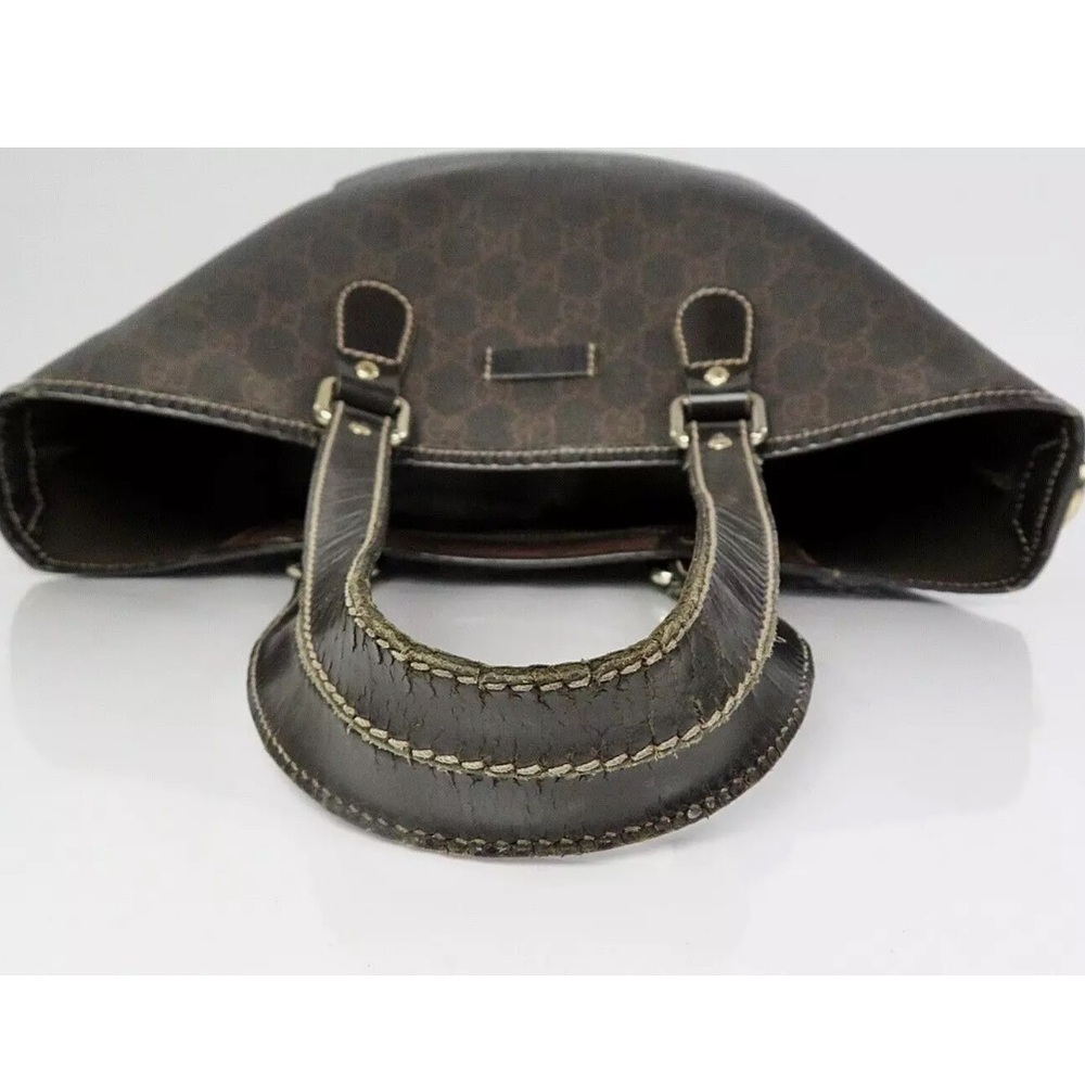 Gucci Supreme pvc coated canvas and leather tote bag deep brown - Picture 9 of 15